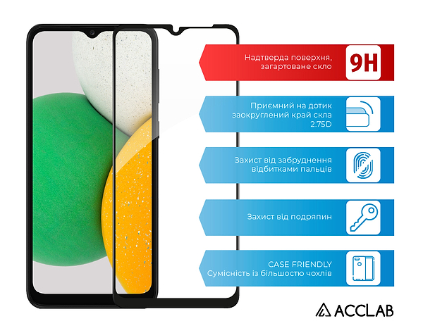 Фото - Захисне скло для смартфону ACCLAB Full Glue for Samsung A03 Core (1283126519093)