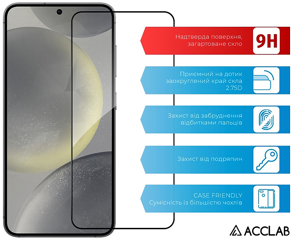 Фото - Защитное стекло для смартфона ACCLAB 9H for Samsung Galaxy S24 Plus Black (1283126591907)