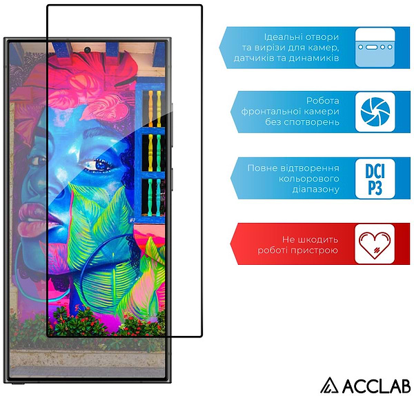 Фото - Защитное стекло для смартфона ACCLAB 9H for Samsung Galaxy S24 Ultra Black (1283126591914)