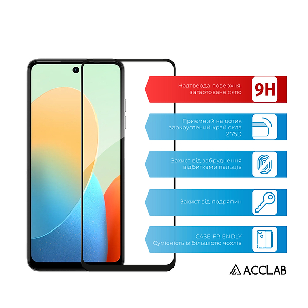 Фото - Защитное стекло для смартфона ACCLAB Full Glue for Tecno Spark 20C Black (1283126589034)