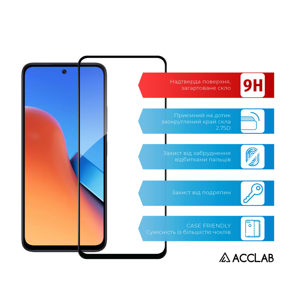 Фото - Захисне скло для смартфону ACCLAB Full Glue for Xiaomi Redmi 13 Black (1283126592904)