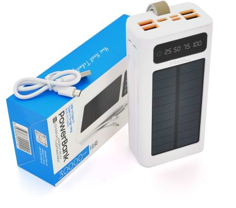 Фото - Батарея мобільна ACL PW-90 30000mAh, SOLAR, TypeC + Lighting, White