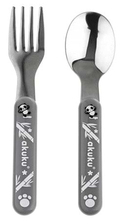 Набір дитячих столових приборів для малюка Akuku Gray (A0100)