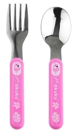 Фото - Набор детских столовых приборов для малыша Akuku Pink (A0101)