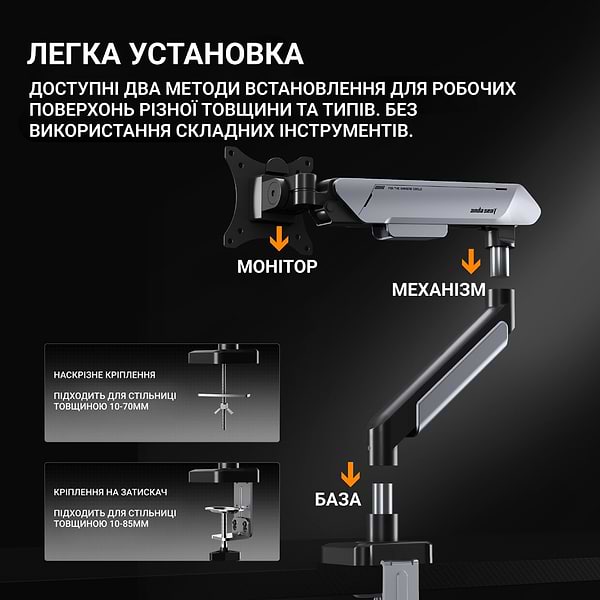 Фото - Кріплення настільне Anda Seat Stealth PRO II 17''-42'' Black (AD-W-A9-1S-BB)