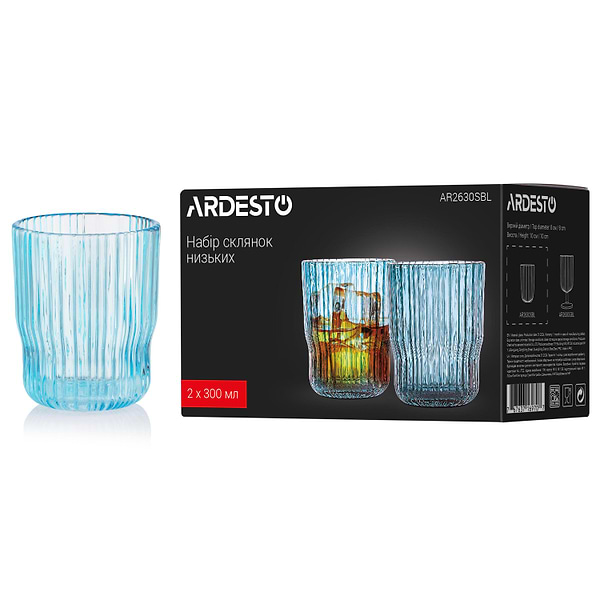 Фото - Набір склянок Ardesto 300 мл 2 шт. (AR2630SBL)