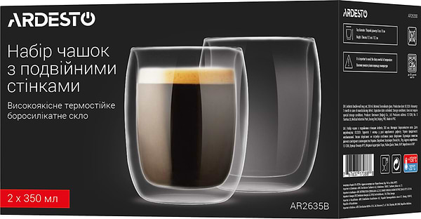 Фото - Набор чашек с двойными стенками Ardesto 350 мл 2 шт. (AR2635B)