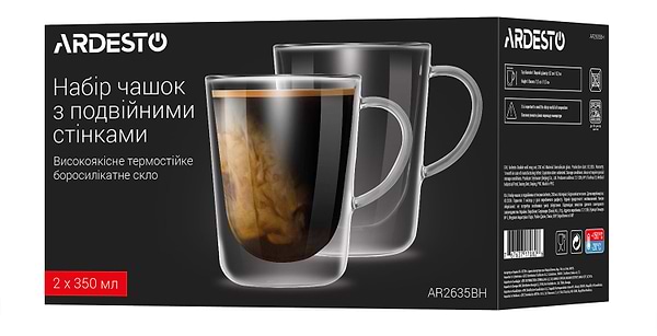 Фото - Набор чашек с двойными стенками Ardesto 350 мл 2 шт. (AR2635BH)