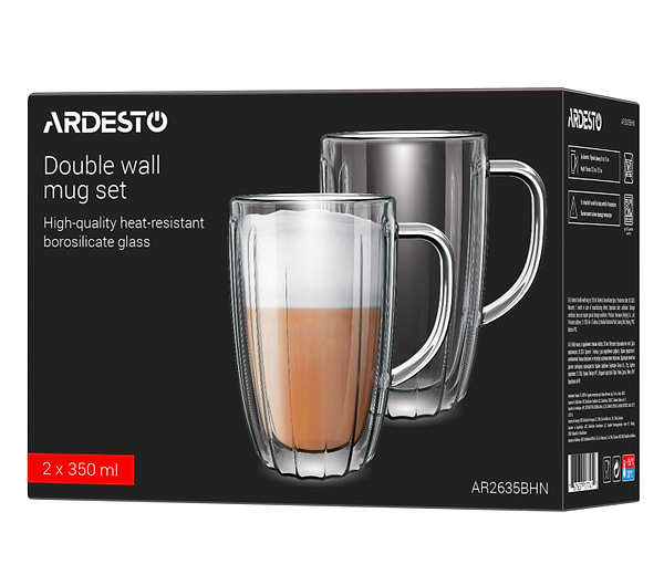 Фото - Набор чашек с двойными стенками Ardesto 350 мл 2 шт. (AR2635BHN)