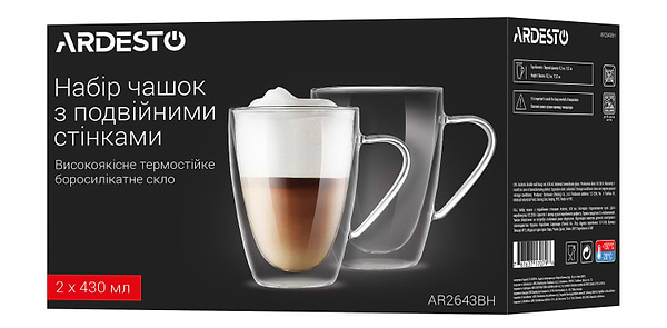 Фото - Набор чашек с двойными стенками Ardesto 430 мл 2 шт. (AR2643BH)