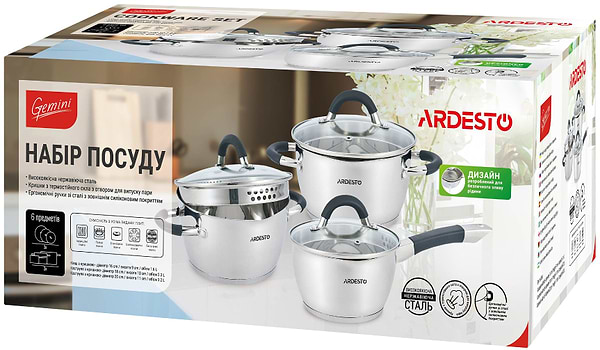 Фото - Набір посуду Ardesto AR1906SG Gemini Livorno 6 пр.