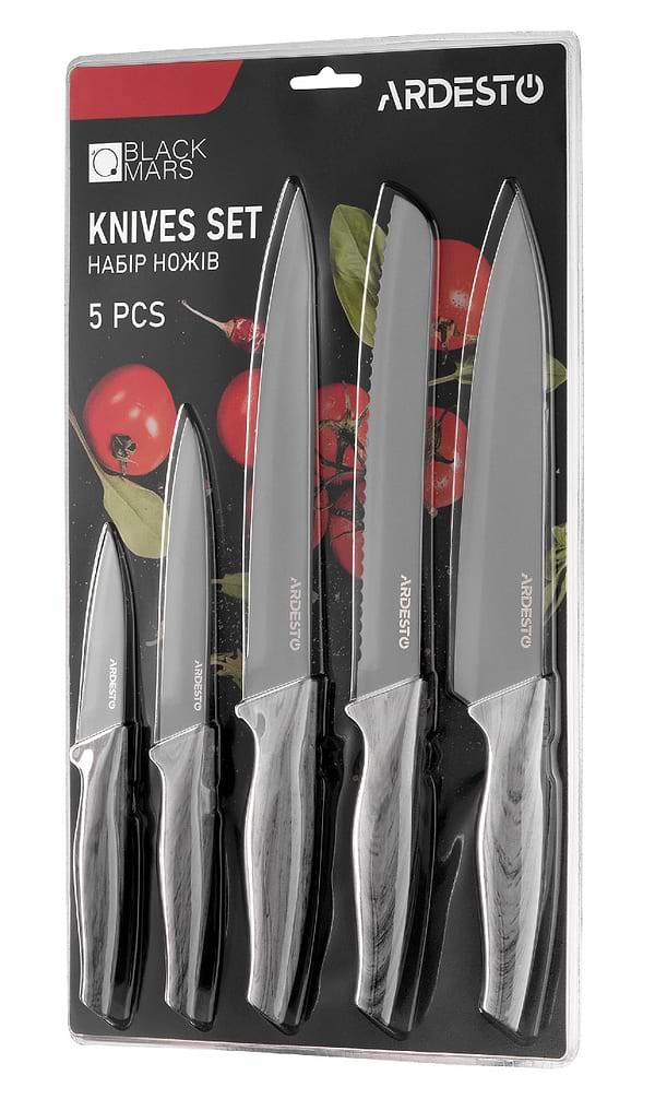 Фото - Набір ножів Ardesto Black Mars 5 пр. (AR2105BG)