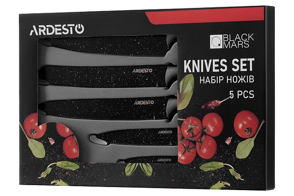 Фото - Набор ножей Ardesto Black Mars  5 пр. (AR2105BR)