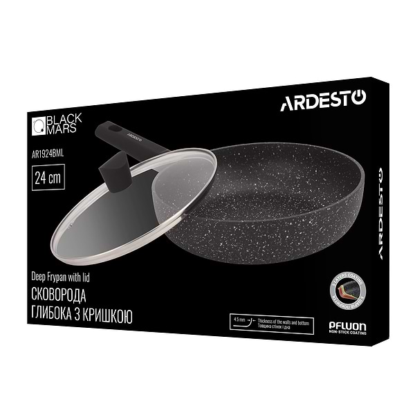 Фото - Сковорода універсальна Ardesto Black Mars Alcor 24 см (AR1924BML)
