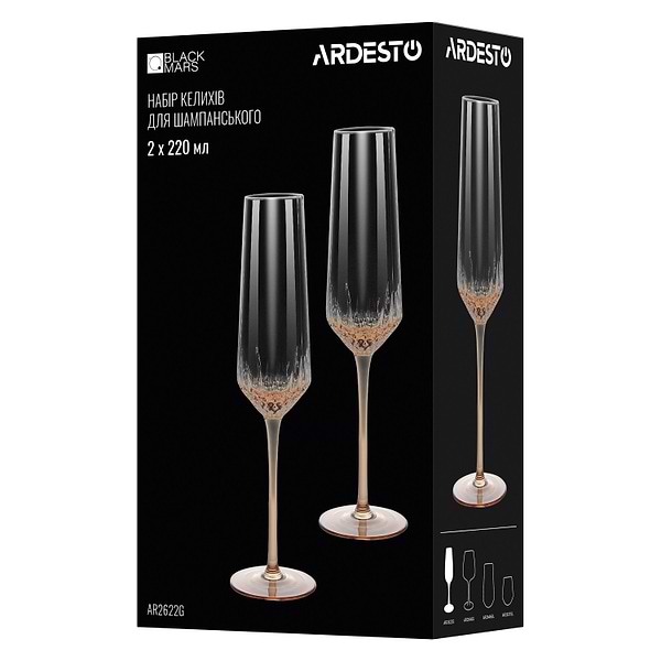 Фото - Набор бокалов Ardesto Black Mars Favola 220 мл 2 шт. (AR2622G)