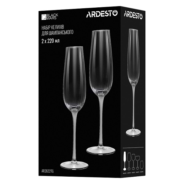Фото - Набор бокалов Ardesto Black Mars Orion 220 мл 2 шт. (AR2622TG)