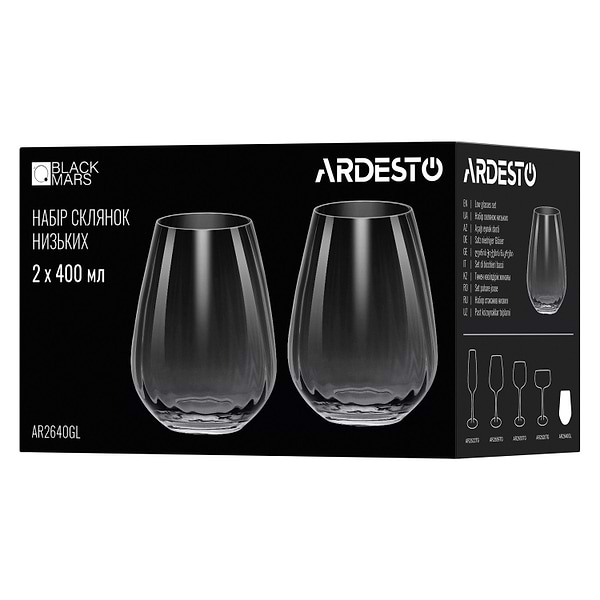 Фото - Набір склянок Ardesto Black Mars Orion 400 мл 2 шт. (AR2640GL)