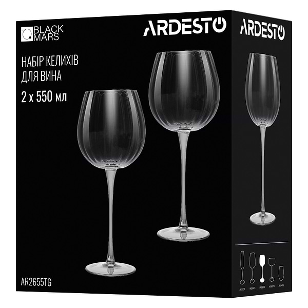 Фото - Набір келихів Ardesto Black Mars Orion 550 мл 2 шт. (AR2655TG)
