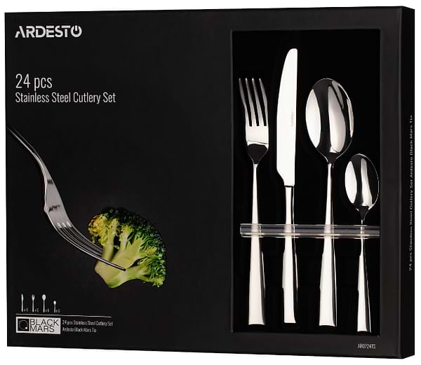 Фото - Набор столовых приборов Ardesto Black Mars Tia 24 пр. (AR0724TS)