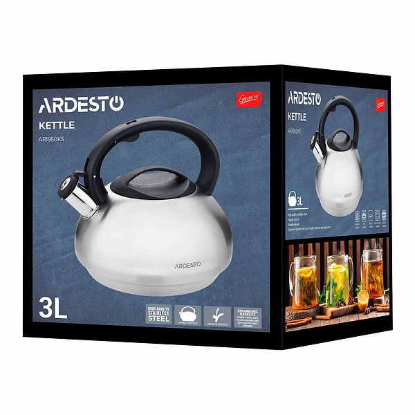 Фото - Чайник металевий Ardesto Gemini 3 л Grey (AR1950KS)