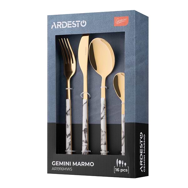 Фото - Набор столовых приборов Ardesto Gemini Marmo 16 пр. (AR1916MWS)