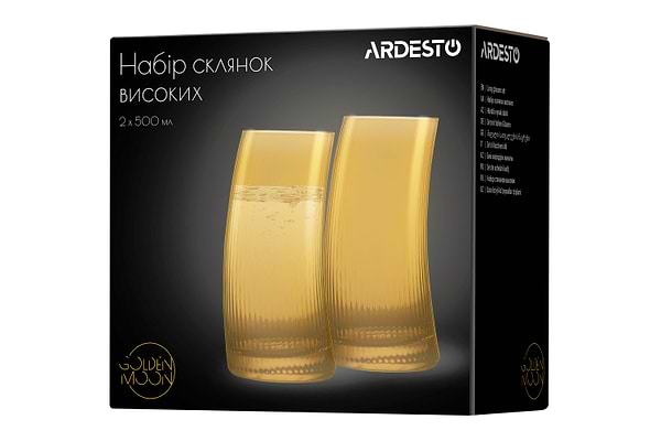 Фото - Набір склянок Ardesto Golden Moon 500 мл 2 шт. (AR2650GB)