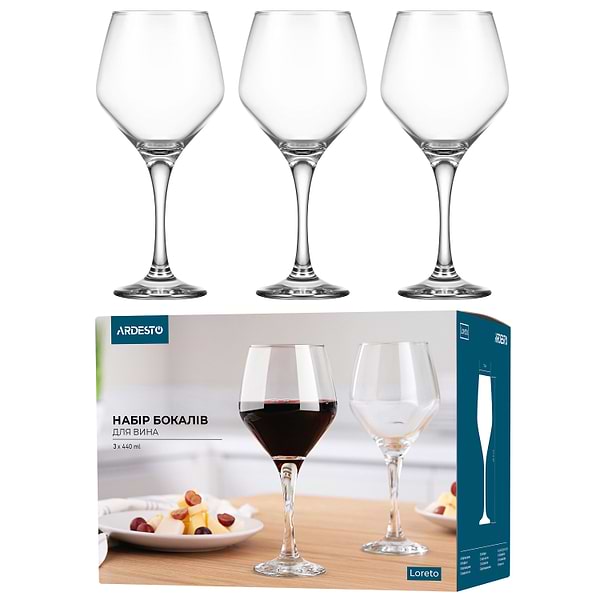 Фото - Набор бокалов Ardesto Loreto 440 мл 3 шт. (AR2644LWT)