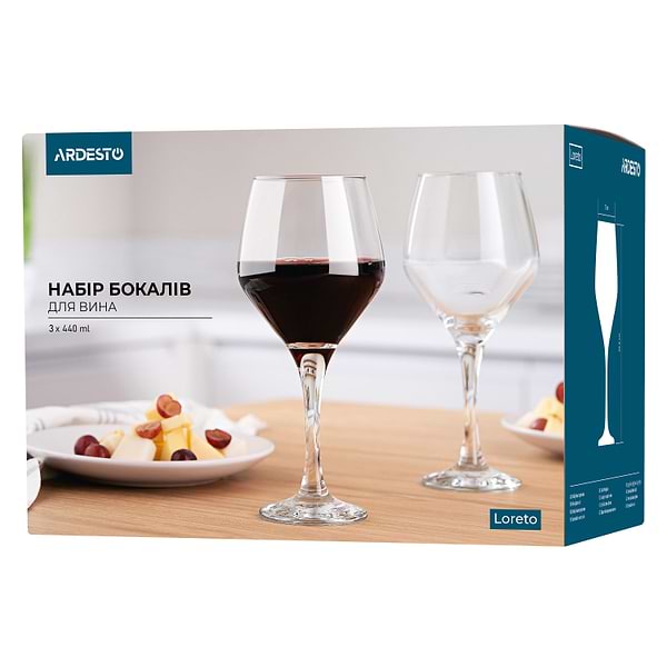 Фото - Набор бокалов Ardesto Loreto 440 мл 3 шт. (AR2644LWT)