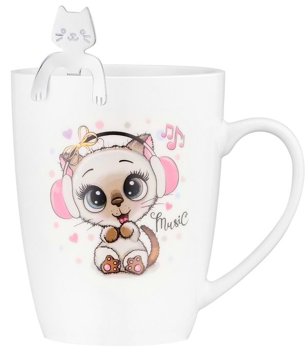 Фото - Чашка Ardesto Music 320 мл с ложкой (AR3041BS)