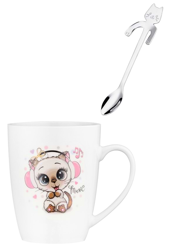 Фото - Чашка Ardesto Music 320 мл с ложкой (AR3041BS)