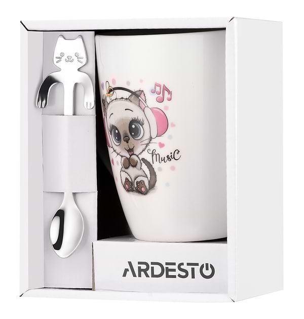 Фото - Чашка Ardesto Music 320 мл с ложкой (AR3041BS)