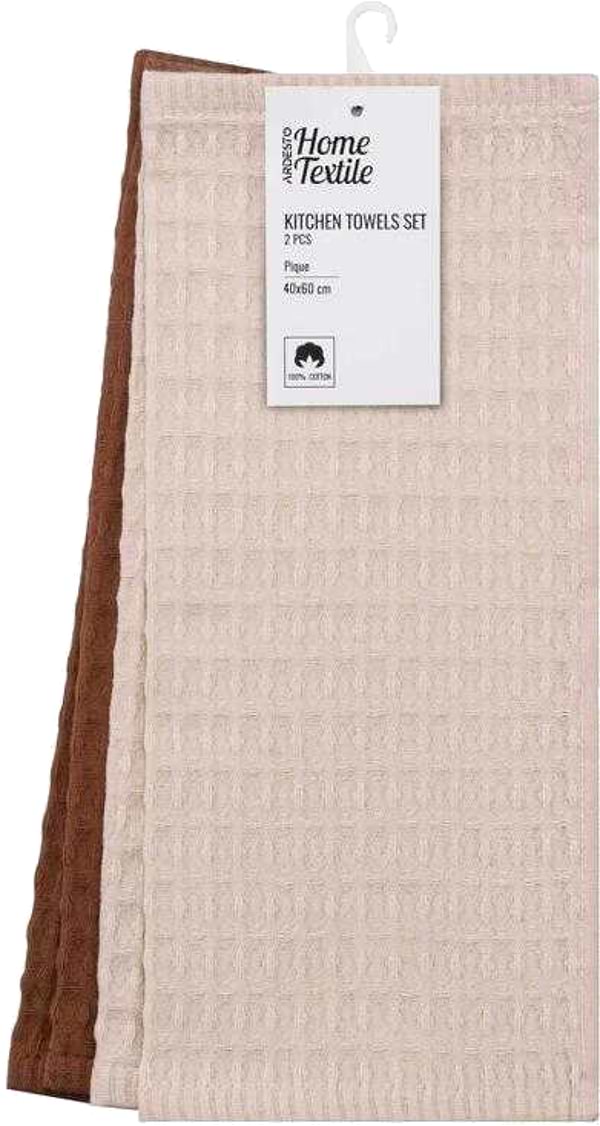 Фото - Рушник кухонний Ardesto Pique молочний, коричневий 40x60 см 2 шт. (ART4060VB)