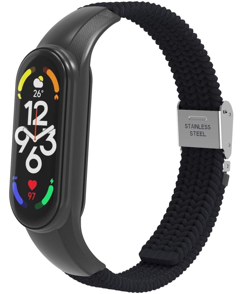 Фото - Ремінець для фітнес-браслету Armorstandart Braided Solo Loop for Xiaomi Mi Band 7/6/5/4 Black (ARM69902)