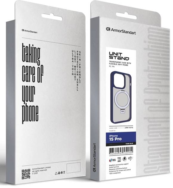 Фото - Чехол для смартфона Armorstandart Unit Stand for Apple iPhone 15 Pro Dark Blue (ARM70578)