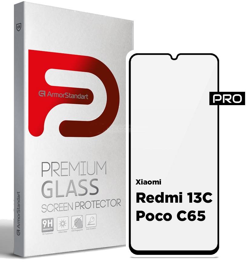 Захисне скло для смартфону Armorstandart Pro for Xiaomi Redmi 13C / Poco C65 Black (ARM73151) - Фото 1