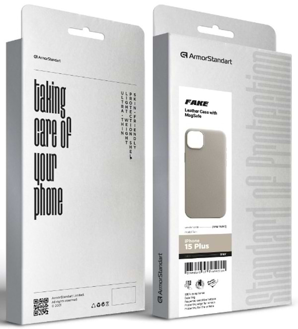 Фото - Чохол для смартфону Armorstandart FAKE Leather Case for Apple iPhone 15 Plus Grey (ARM76295)