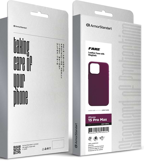 Фото - Чохол для смартфону Armorstandart FAKE Leather Case for Apple iPhone 15 Pro Max Deep Purple (ARM76308)