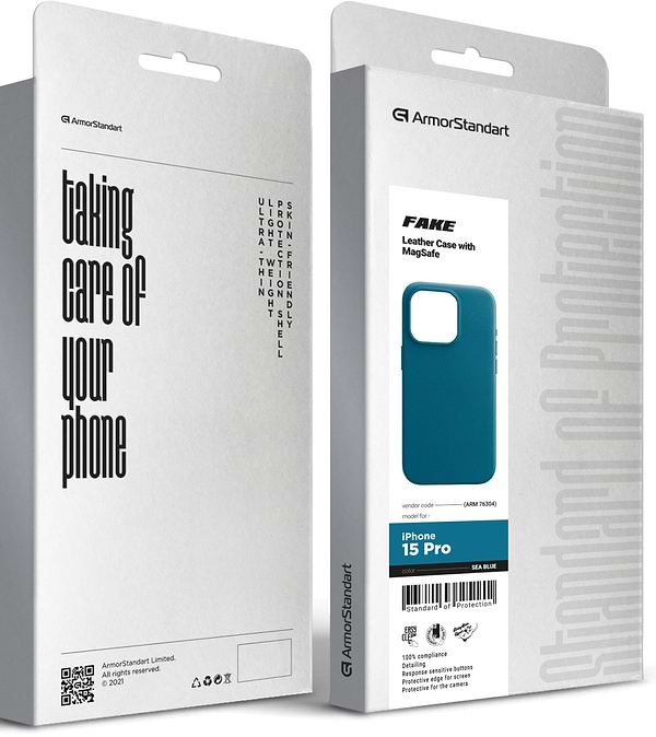 Фото - Чохол для смартфону Armorstandart FAKE Leather Case for Apple iPhone 15 Pro Sea Blue (ARM76304)