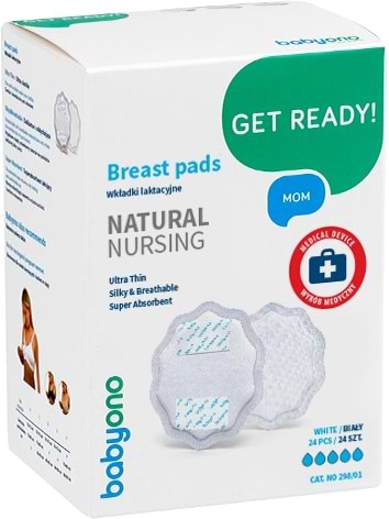 Фото - Прокладки для груди BabyOno "Natural nursing" белые 24шт (298/01)