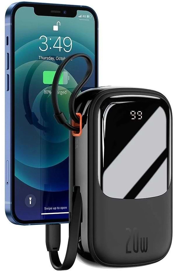 Фото - Батарея мобільна Baseus Qpow 20000mAh 20W,1xLightning 1xUSB,1xType-C QC3.0 Black (PPQD060201)