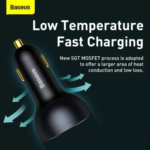 Фото - Автомобільний зарядний пристрій Baseus Qualcomm Quick Charge 5 Multi-port 160W (TZCCZM-0G)