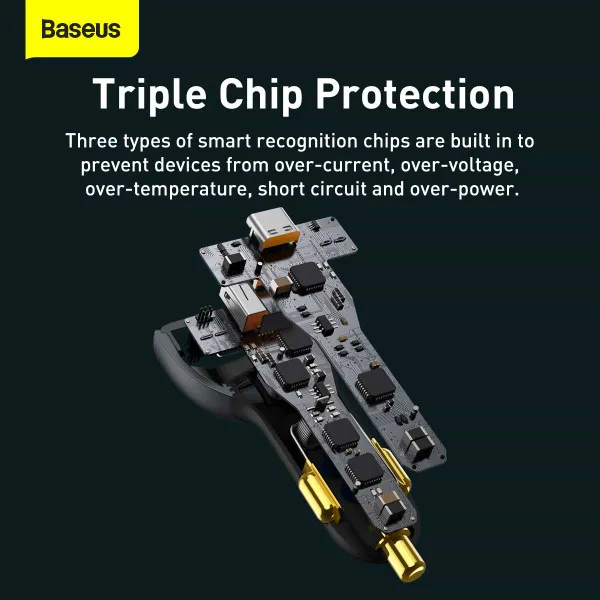 Фото - Автомобільний зарядний пристрій Baseus Qualcomm Quick Charge 5 Multi-port 160W (TZCCZM-0G)