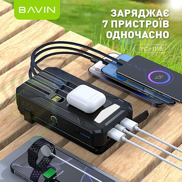 Фото - Батарея мобильная Bavin PC1119 20000mAh Wireless and Solar Black (Y-PC1119 BK)