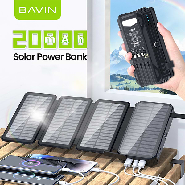 Фото - Батарея мобильная Bavin PC1119 20000mAh Wireless and Solar Black (Y-PC1119 BK)