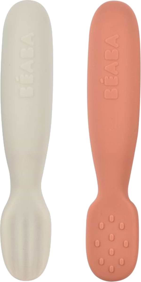 Фото - Набір дитячих столових приборів для малюка Beaba BLW 2 шт. 4+ Red/Grey (913579)