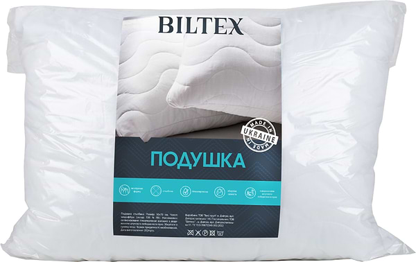 Фото - Подушка стандартная Biltex стеганная с искуст лебединым пухом 50х70