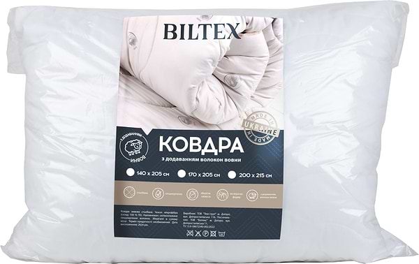 Фото - Ковдра зимова полуторна Biltex Wool 140х205