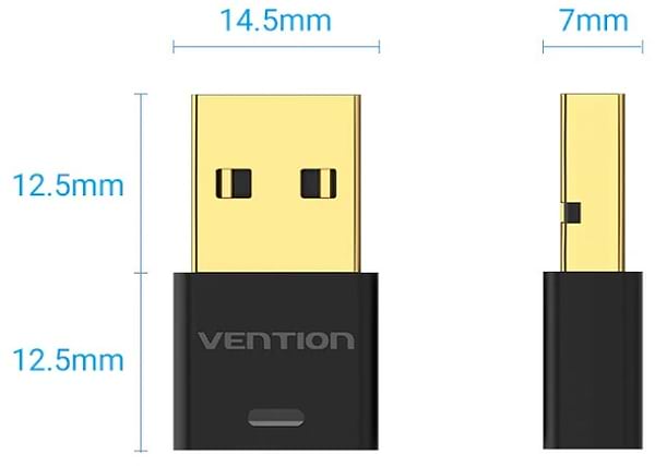 Фото - Адаптер мережі Bluetooth USB Vention v5.1 USB Apt-X RTL (CD) 
Black (NAFB0)