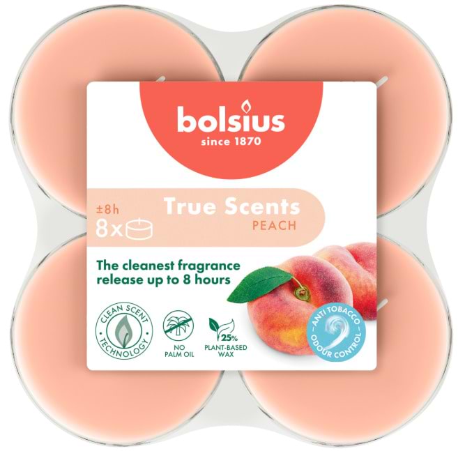 Свеча чайная Bolsius Персик, антитабак 8 шт. (221880) - Фото 1