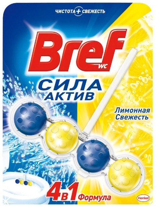 Фото - Туалетний блок Bref Сила Актив Лимонная Свежесть 50 г (9000100625289)